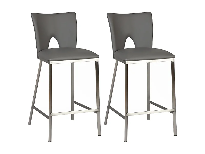 CATALIA - Lot de 2 Tabourets Gris