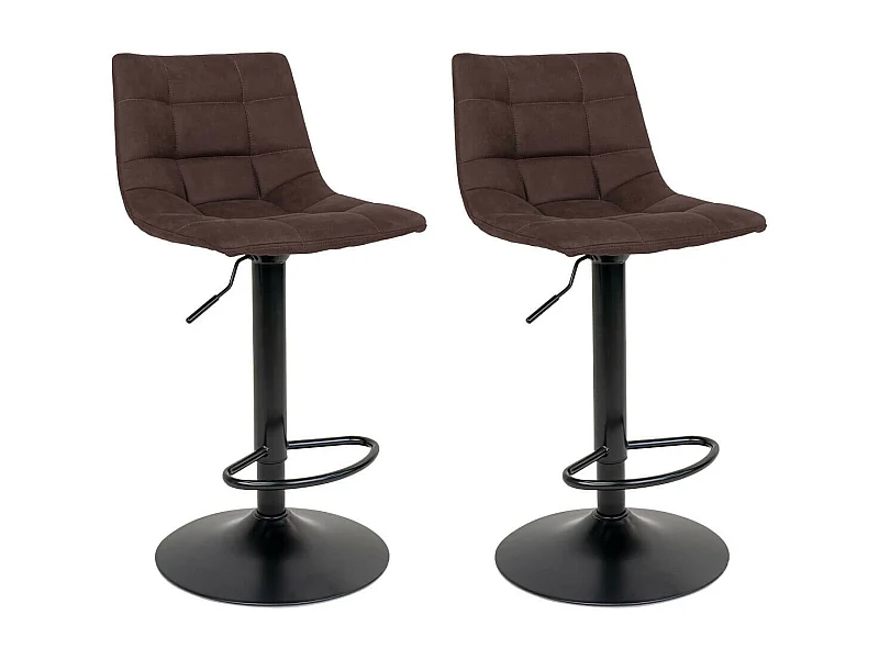 MAGNUS - Lot de 2 Tabourets Acier et Tissu Marron Foncé