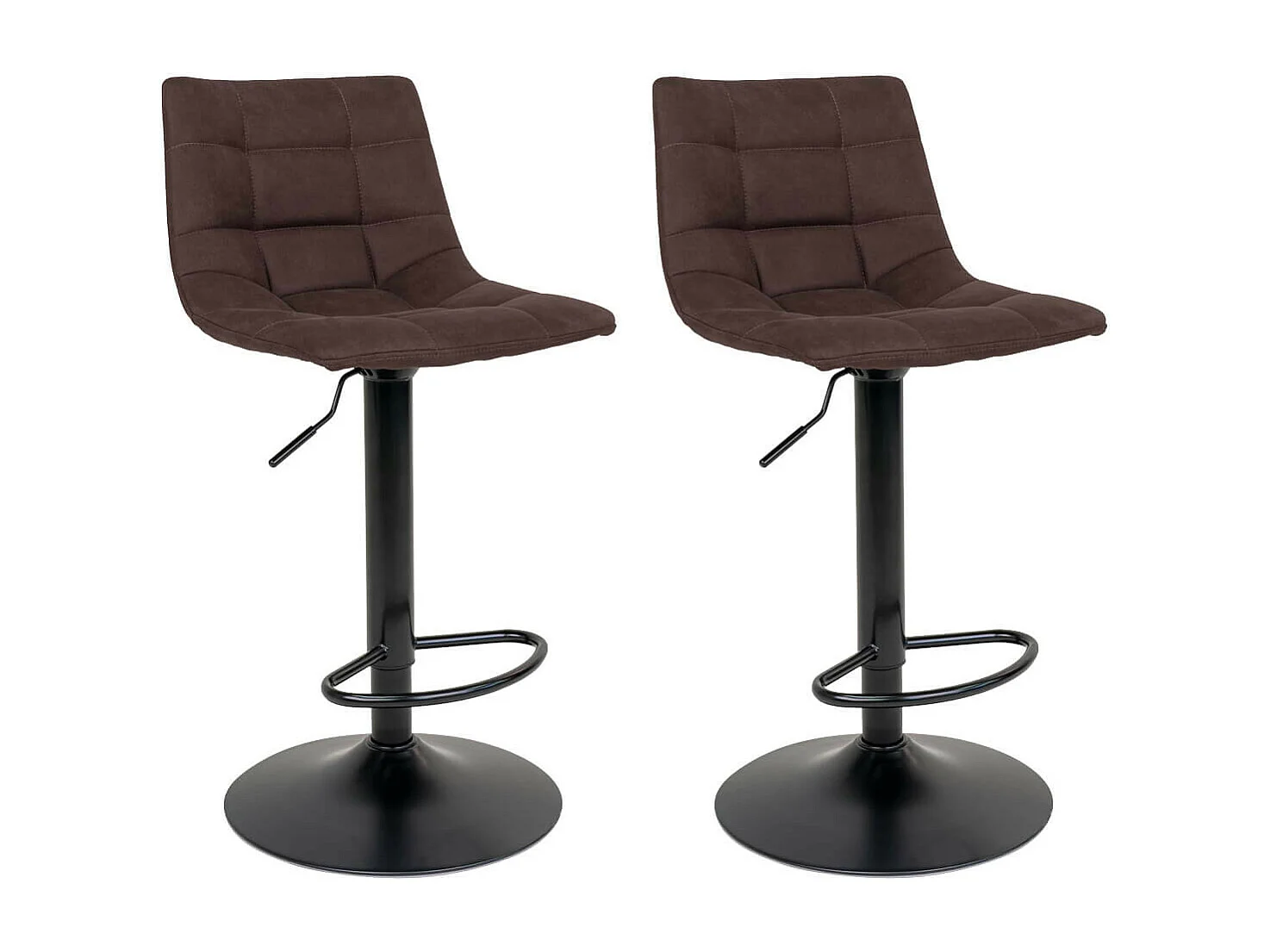 MAGNUS - Lot de 2 Tabourets Acier et Tissu Marron Foncé