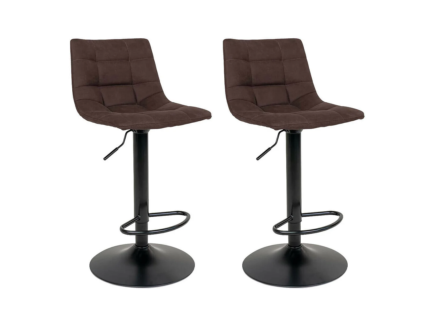 MAGNUS - Lot de 2 Tabourets Acier et Tissu Marron Foncé