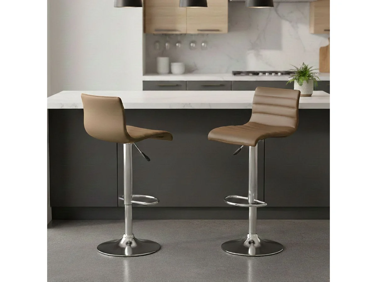 DAVIDSON - Lot de 2 Tabourets de Bar Marron