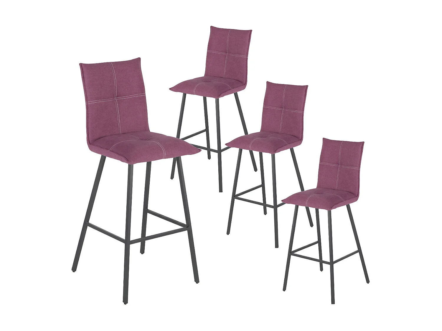 LAGOS - Lot de 4 Tabourets Violets Hauteur H76cm