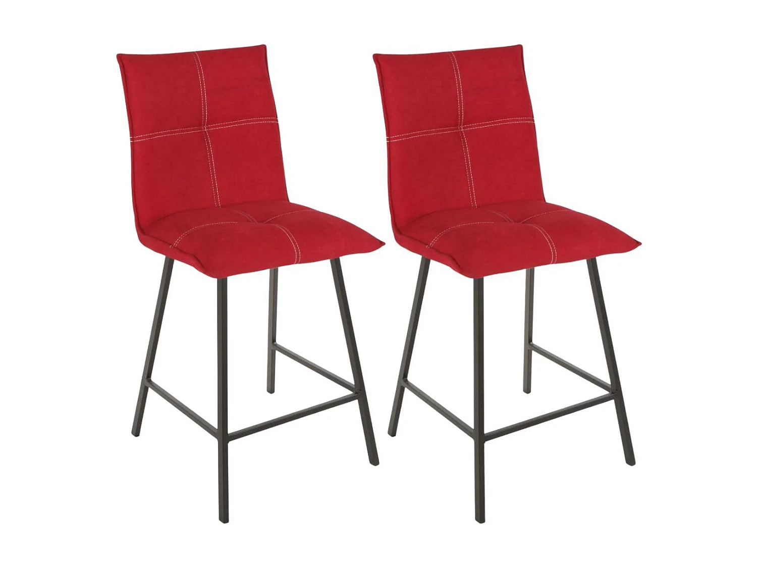 LAGOS - Lot de 2 Tabourets Rouges Assise H65cm