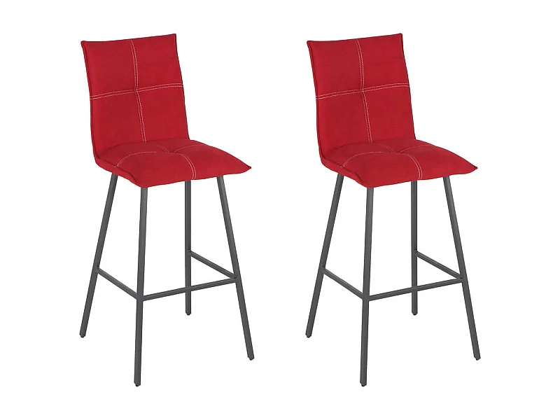LAGOS - Lot de 2 Tabourets Rouges Assise H65cm