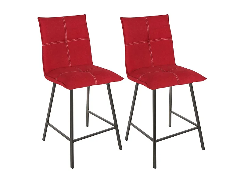 LAGOS - Lot de 2 Tabourets Rouges Assise H65cm