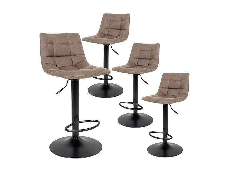 MAGNUS - Lot de 4 Tabourets Acier et Tissu Marron Clair
