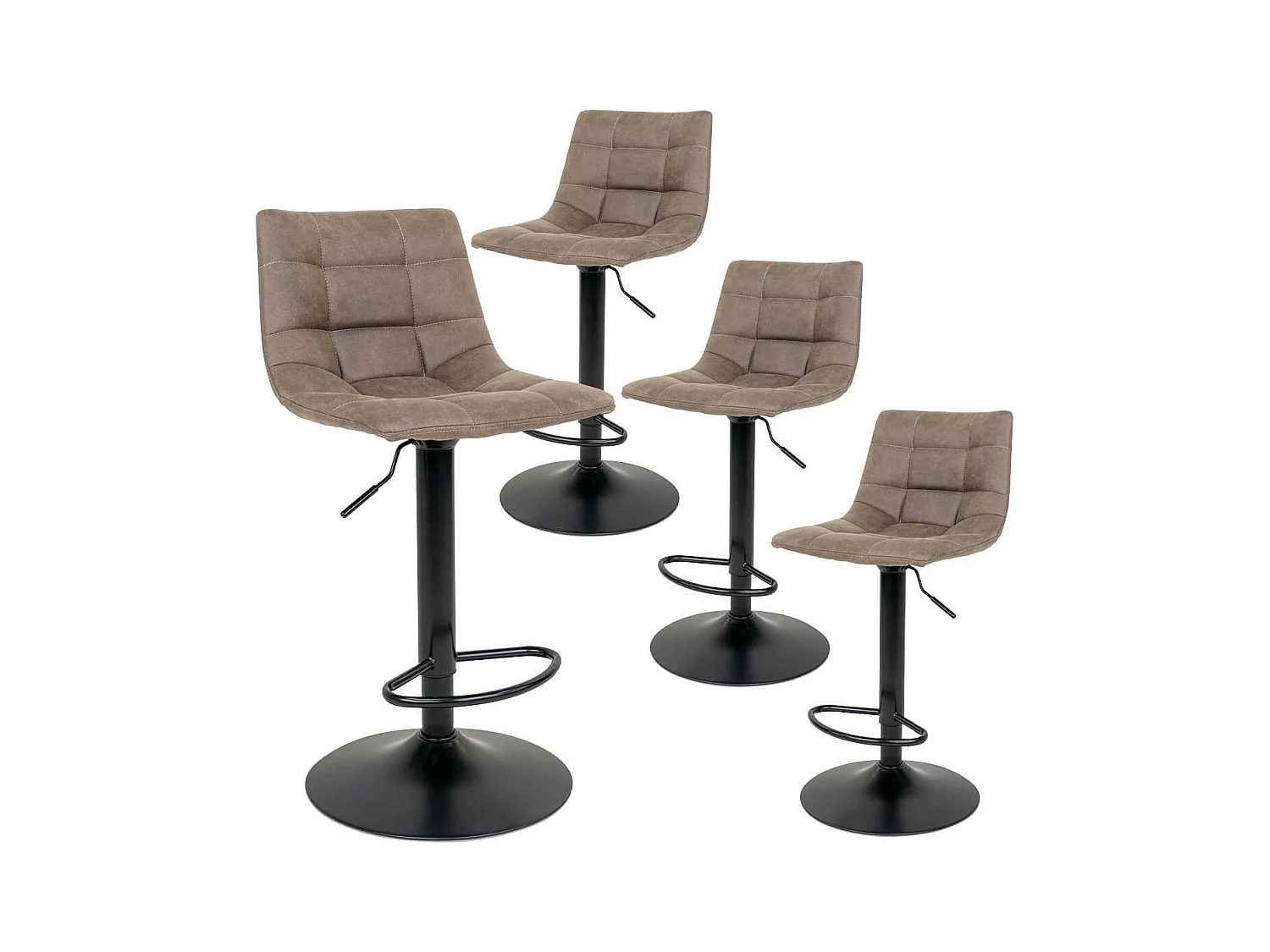 MAGNUS - Lot de 4 Tabourets Acier et Tissu Marron Clair