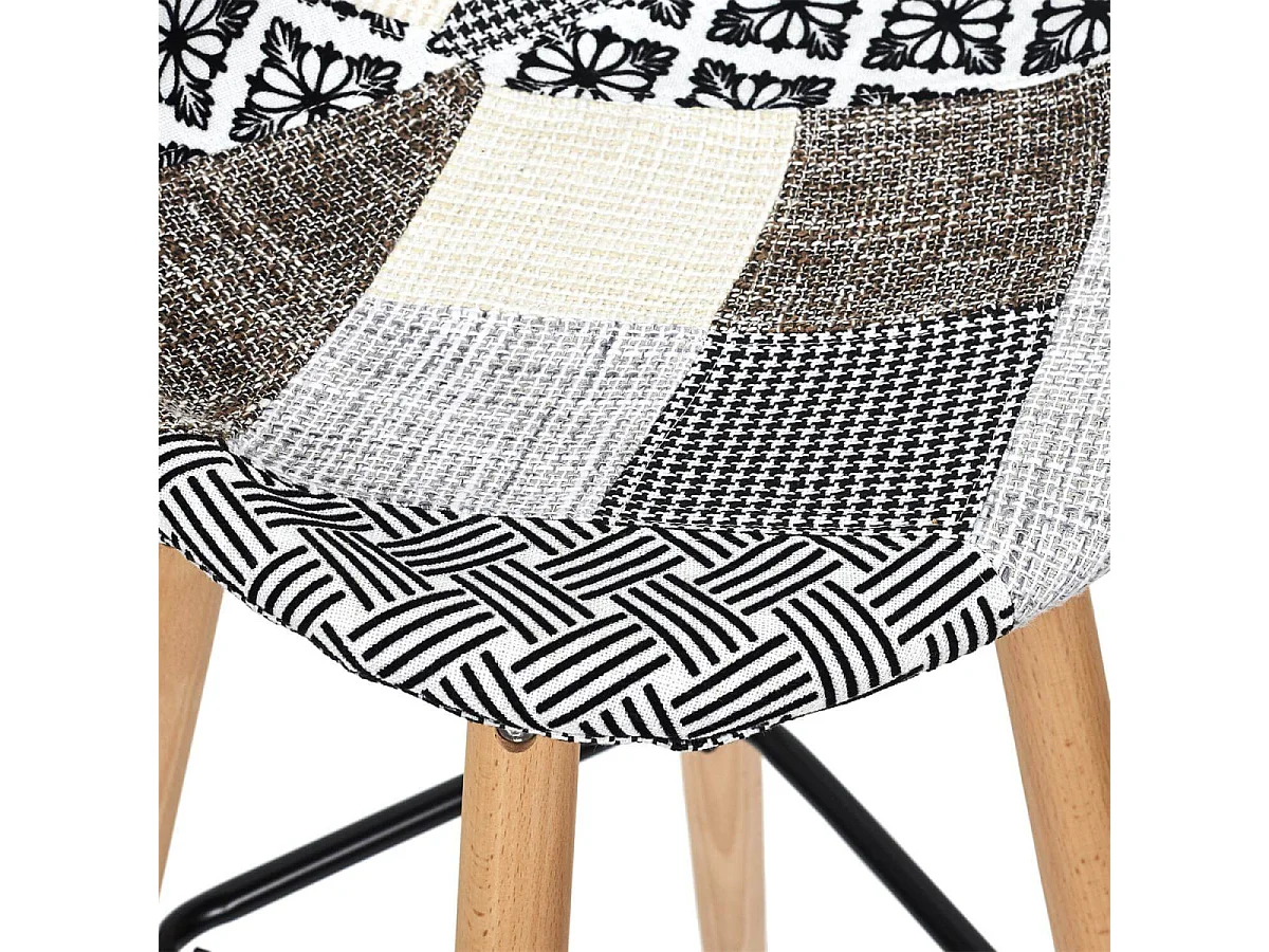 GIADA - Lot de 2 Tabourets de Bar Patchwork Motifs Grisés