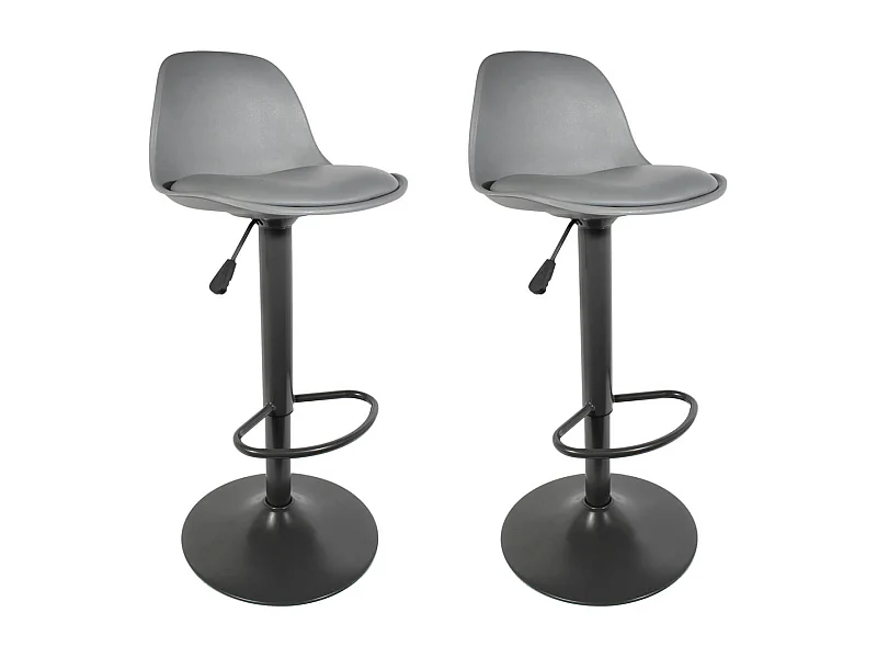 NEWTON - Lot de 2 Tabourets de Bar Coloris Gris