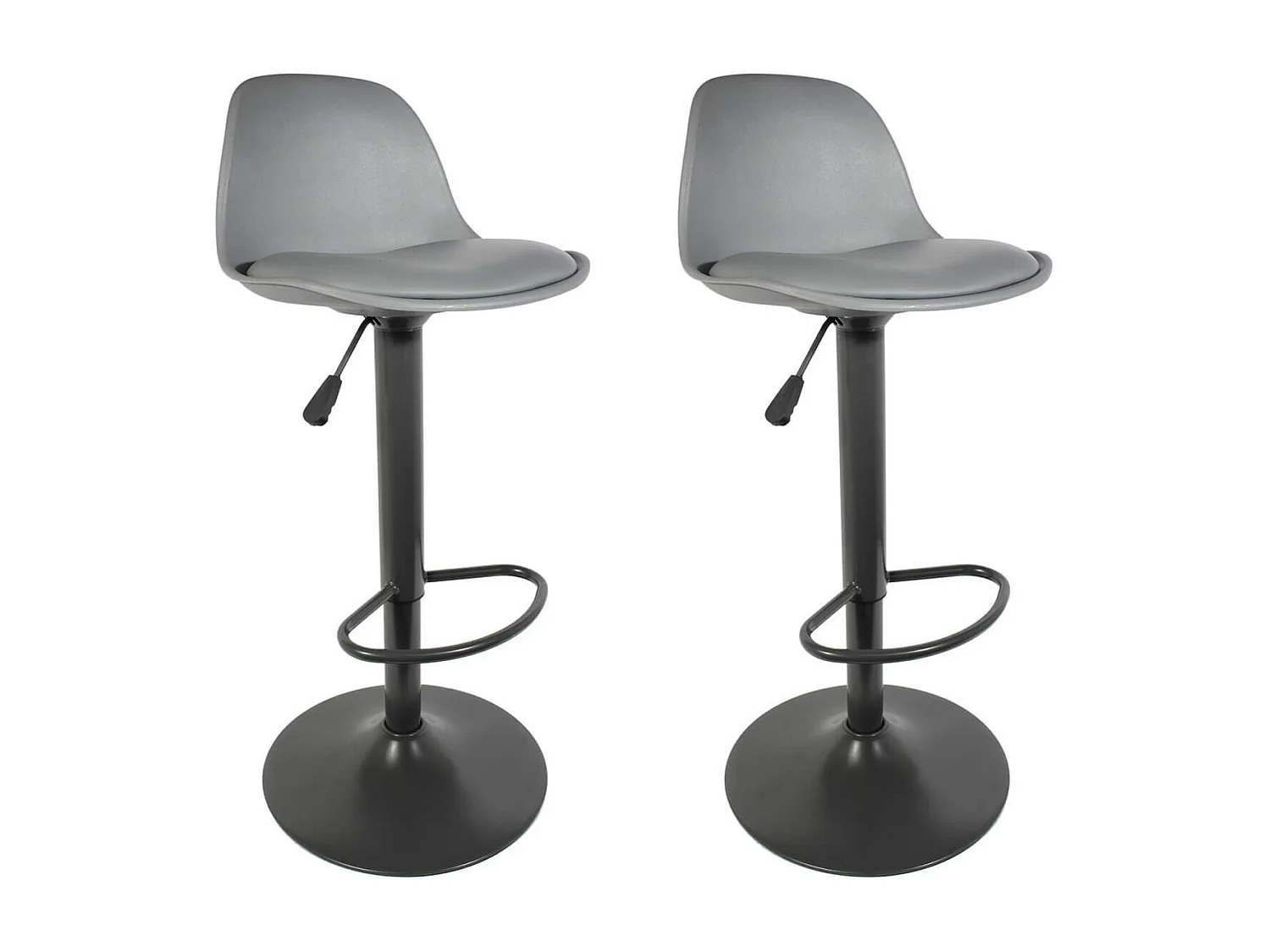 NEWTON - Lot de 2 Tabourets de Bar Coloris Gris