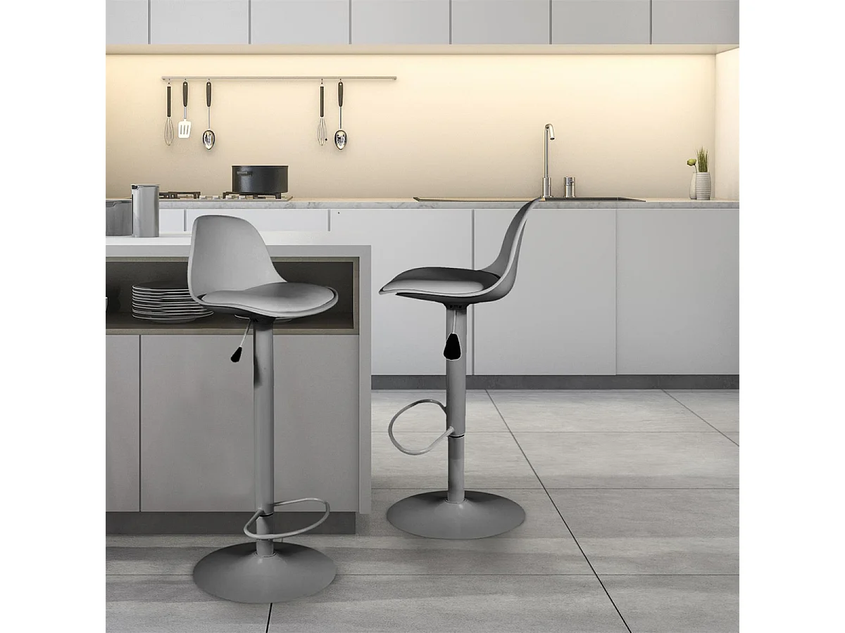 NEWTON - Lot de 2 Tabourets de Bar Coloris Gris