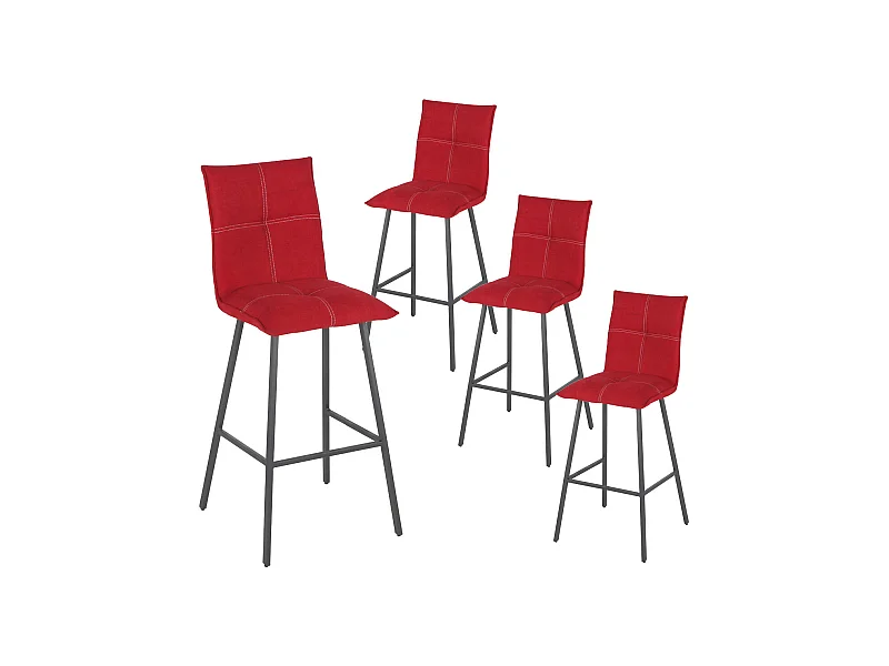 LAGOS - Lot de 4 Tabourets Rouges Hauteur H65cm