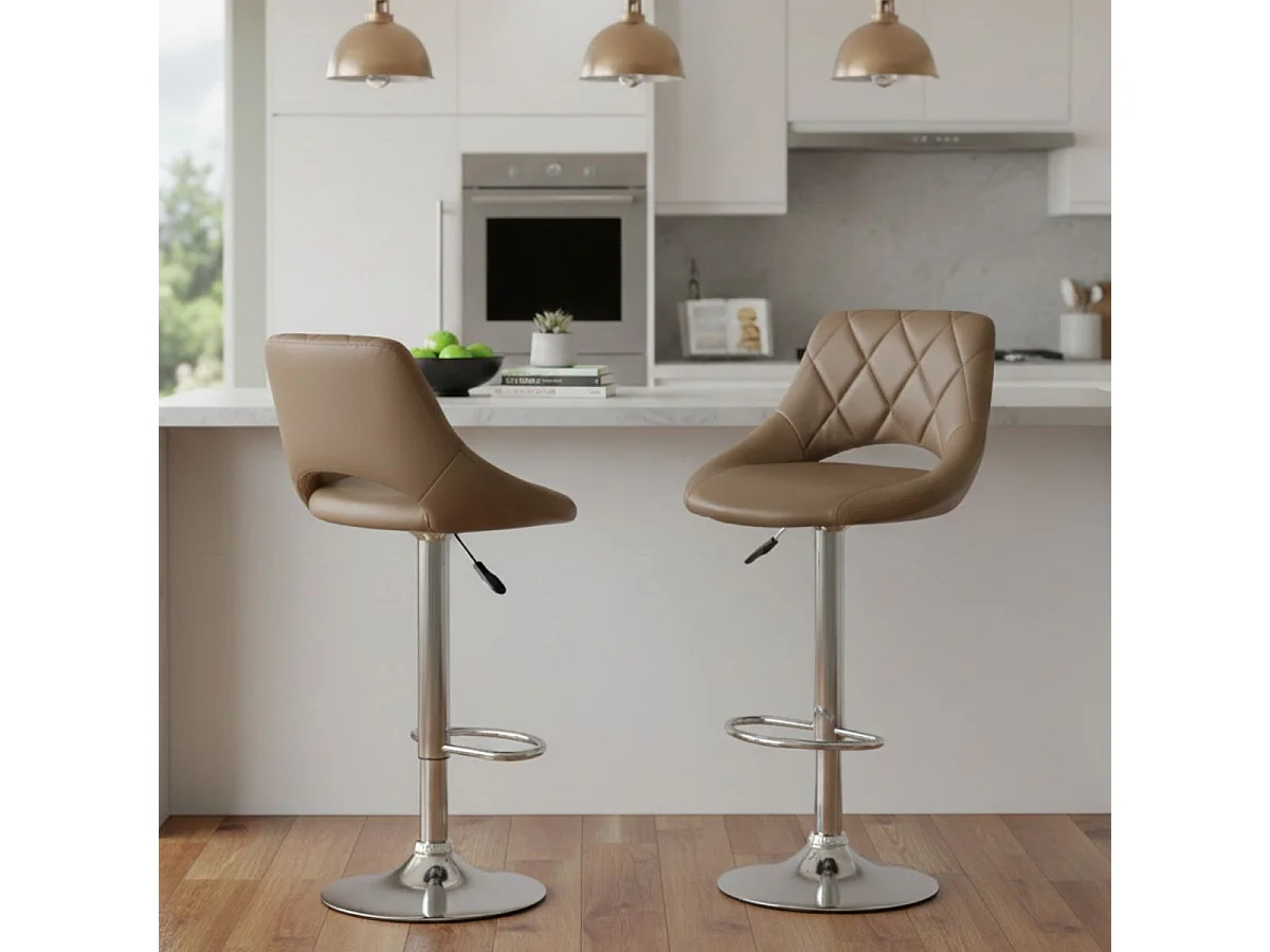 HAMILTON - Lot de 2 Tabourets de Bar Marron