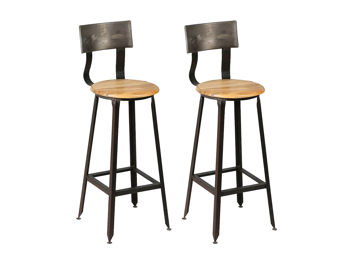 INDUS - Lot de 2 Tabourets de Bar Industriel H75