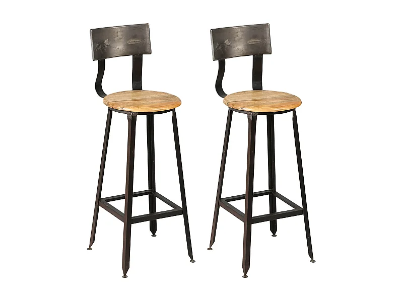 INDUS - Lot de 2 Tabourets de Bar Industriel H75