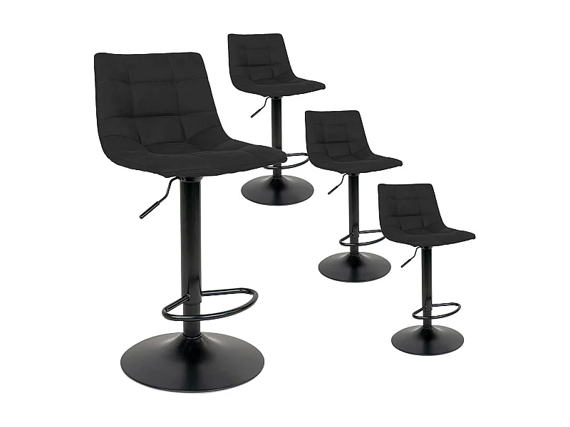 MAGNUS - Lot de 4 Tabourets Acier et Tissu Noir