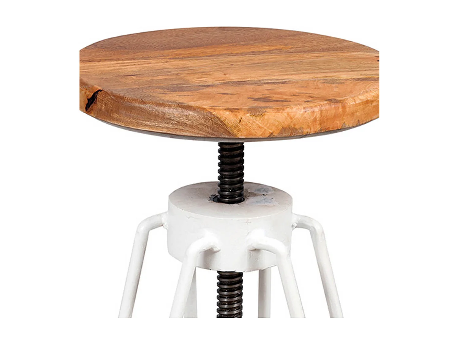 THIBERT - Tabouret Métal Blanc et Bois Massif