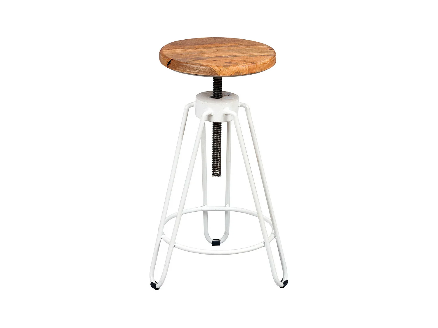 THIBERT - Tabouret Métal Blanc et Bois Massif