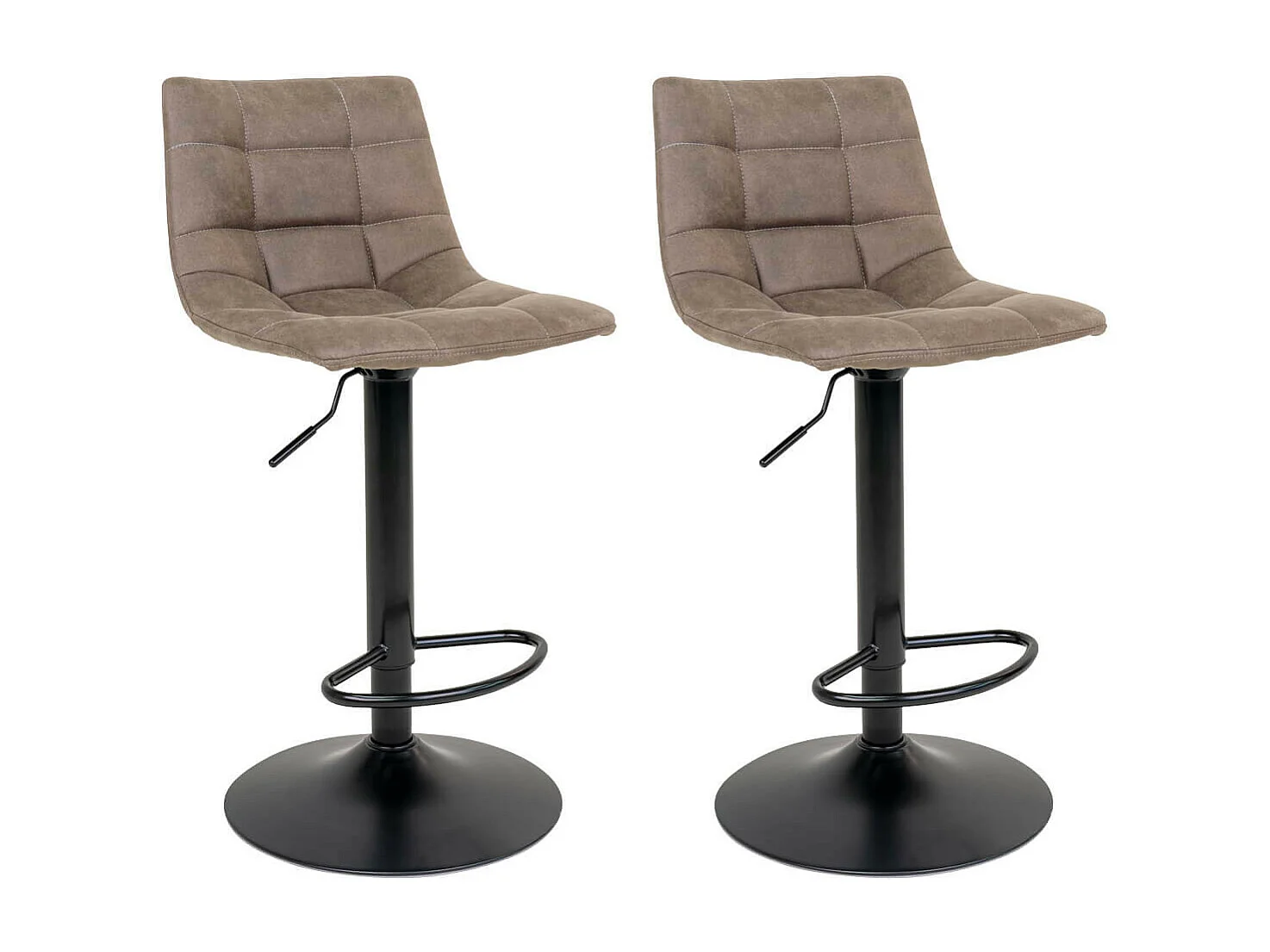 MAGNUS - Lot de 2 Tabourets Acier et Tissu Marron Clair