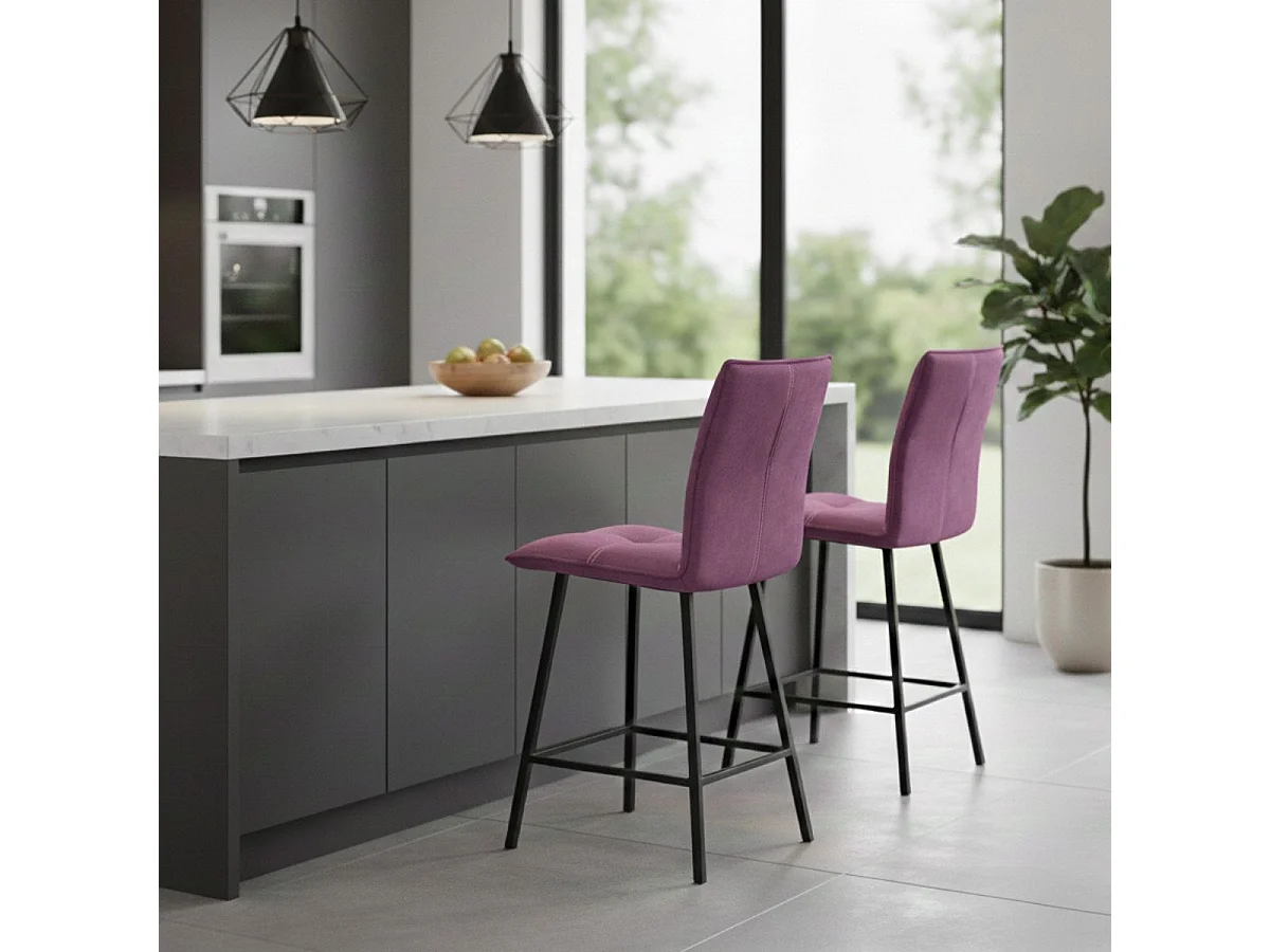 LAGOS - Lot de 2 Tabourets Violets Assise H65cm