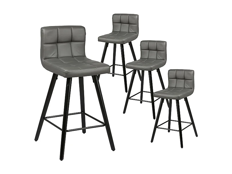 SOREN - Lot de 4 Tabourets Gris et Noirs