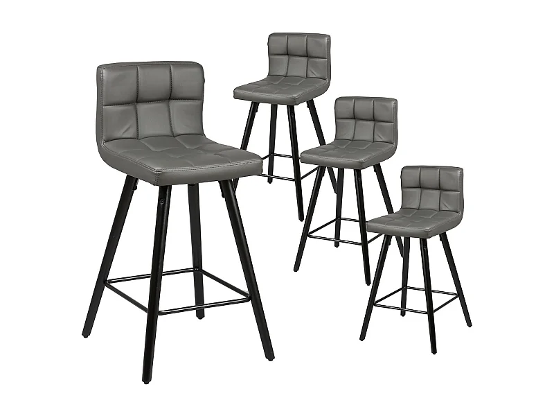 SOREN - Lot de 4 Tabourets Gris et Noirs