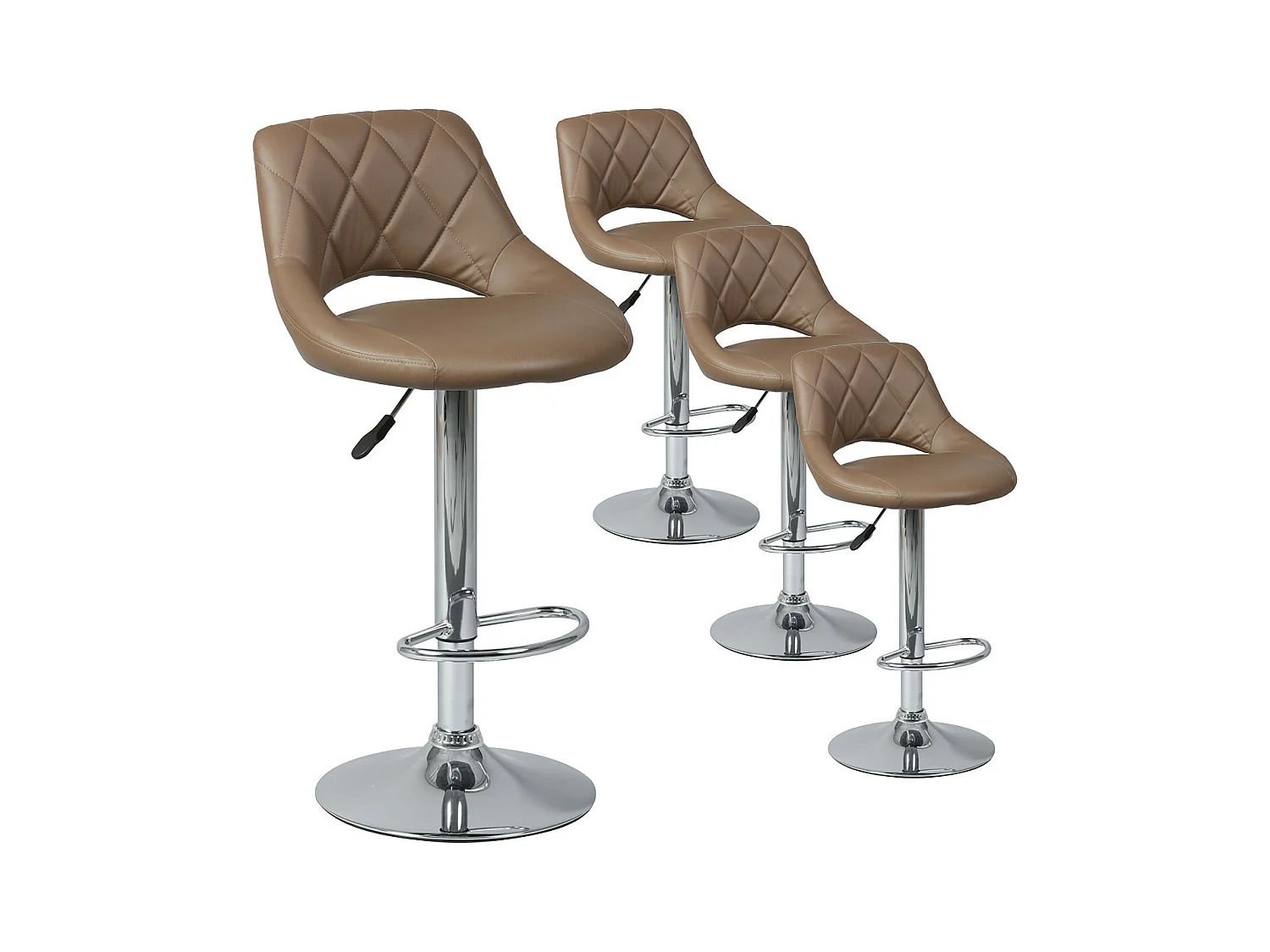 HAMILTON - Lot de 4 Tabourets de Bar Marron