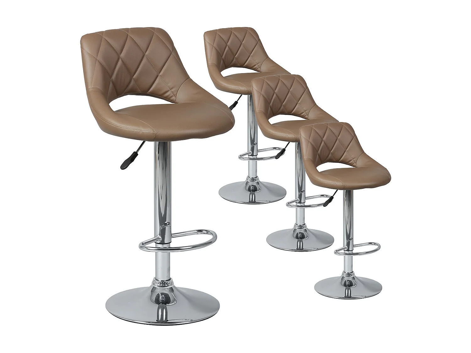 HAMILTON - Lot de 4 Tabourets de Bar Marron