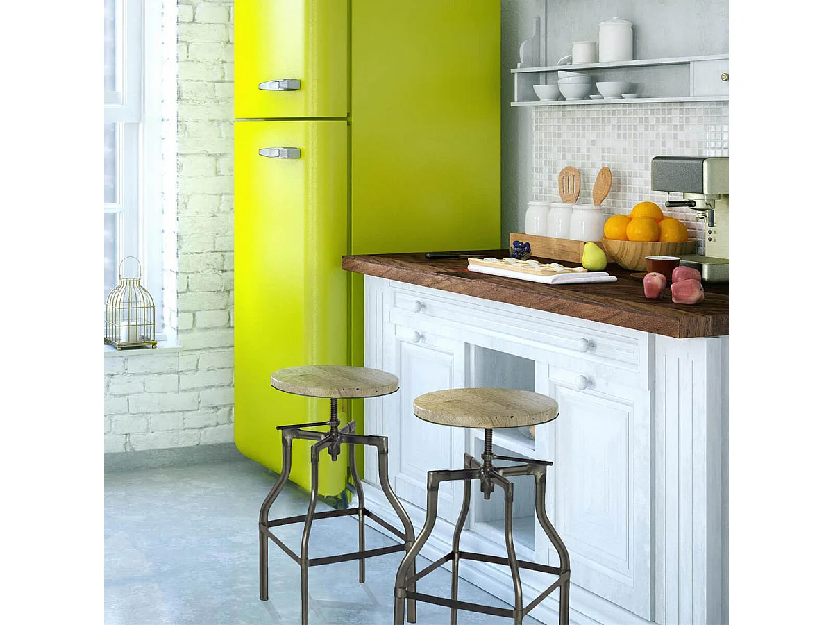 SILPA - Tabouret de Bar Pieds Métal et Assise Bois