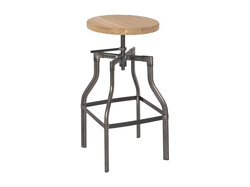 SILPA - Tabouret de Bar Pieds Métal et Assise Bois