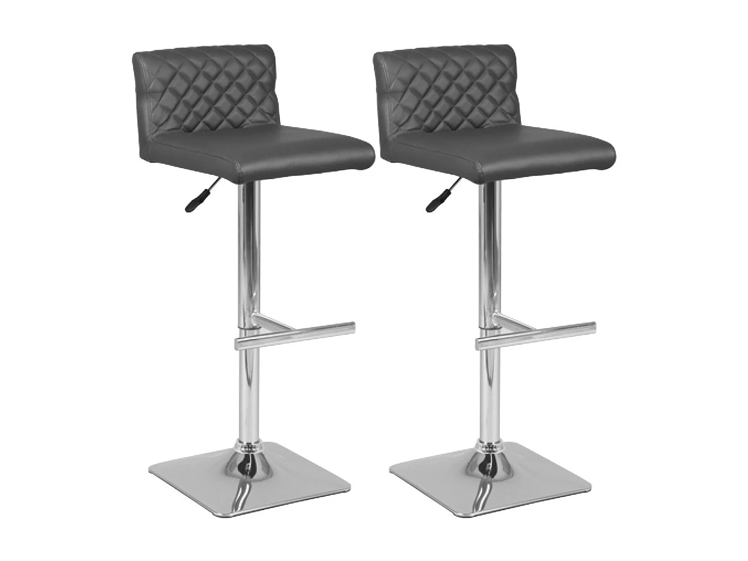 BUTTON - Lot de 2 Tabourets de Bar Gris
