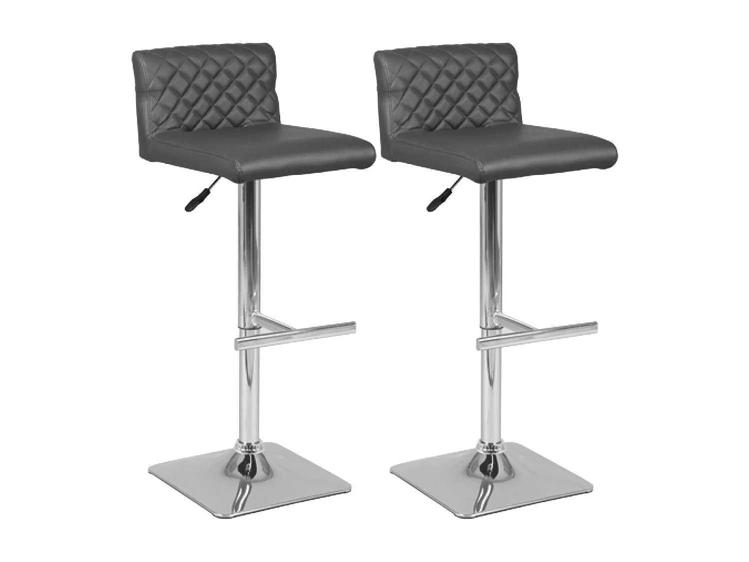 BUTTON - Lot de 2 Tabourets de Bar Gris