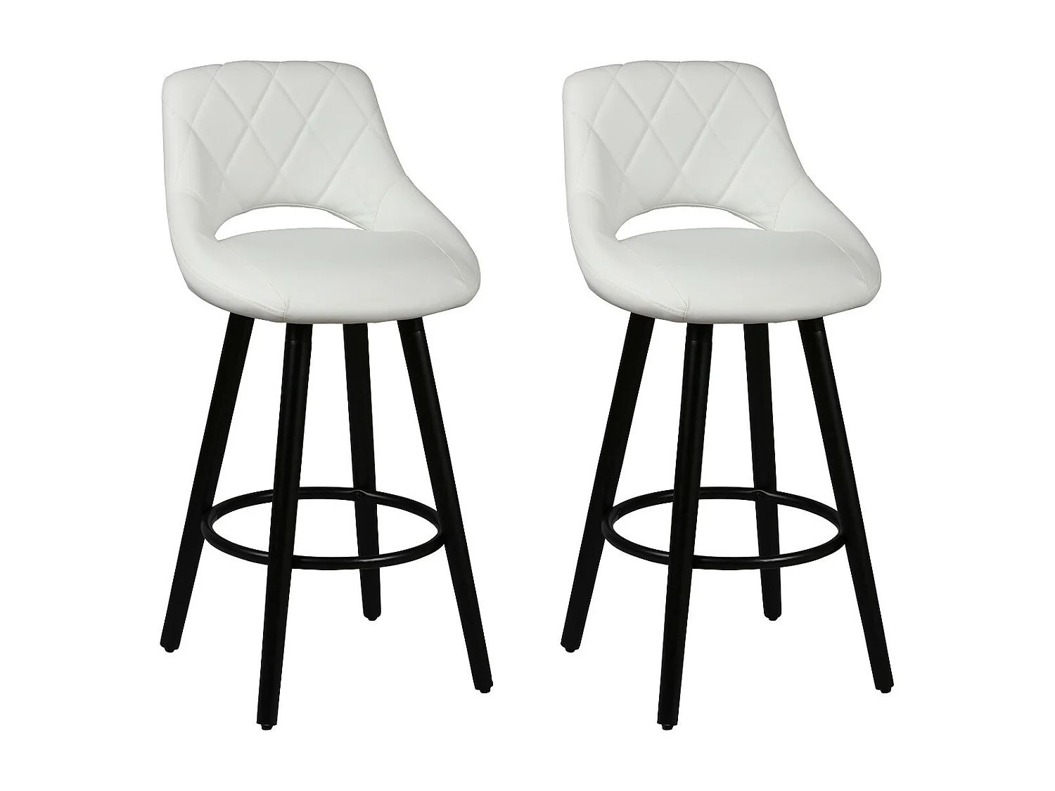 NIELS - Lot de 2 Tabourets Blancs