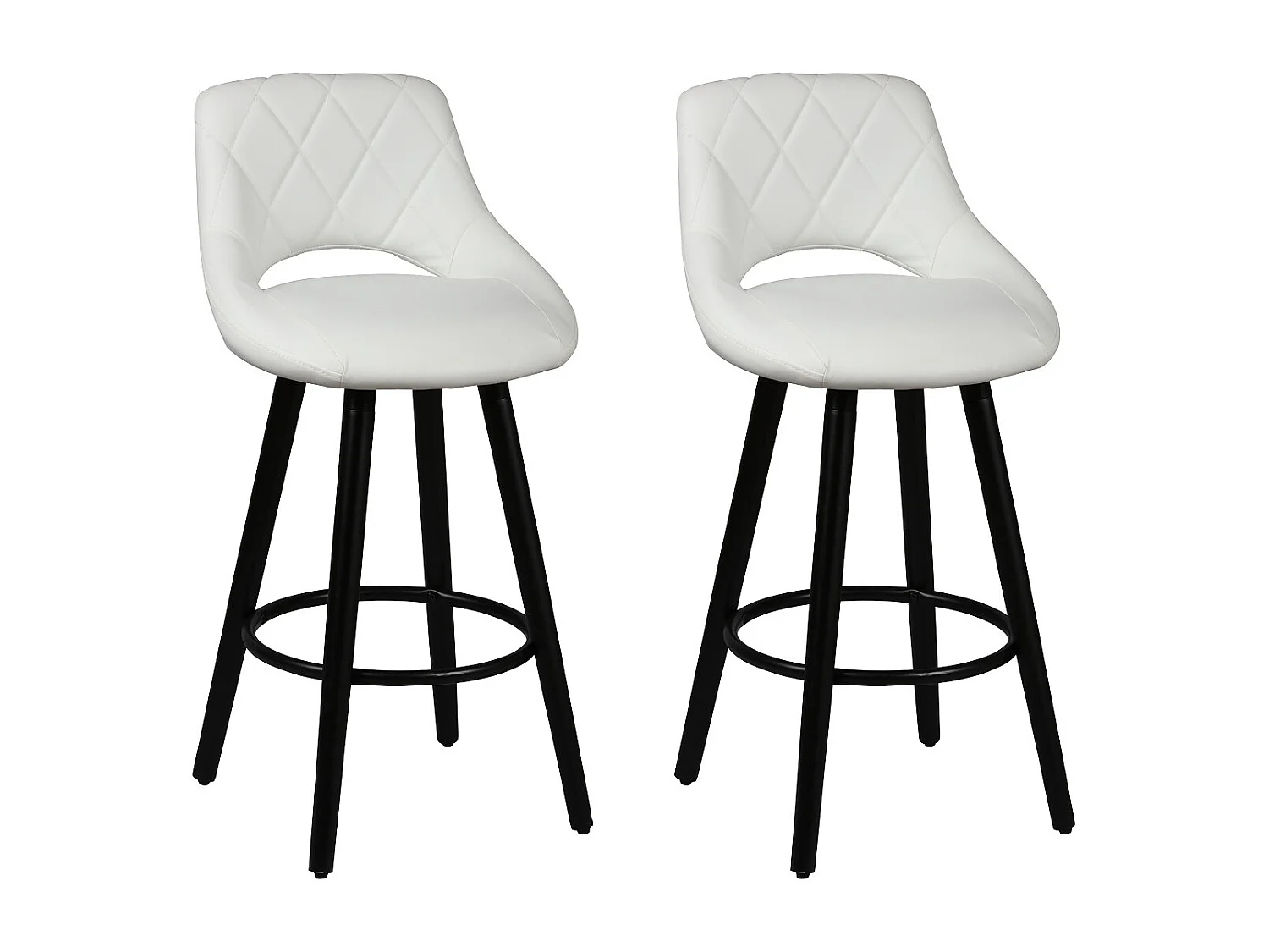 NIELS - Lot de 2 Tabourets Blancs