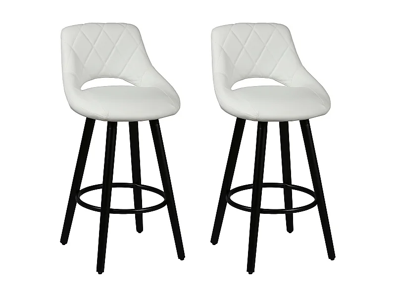 NIELS - Lot de 2 Tabourets Blancs