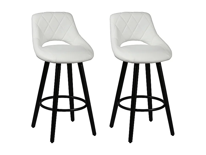 NIELS - Lot de 2 Tabourets Blancs