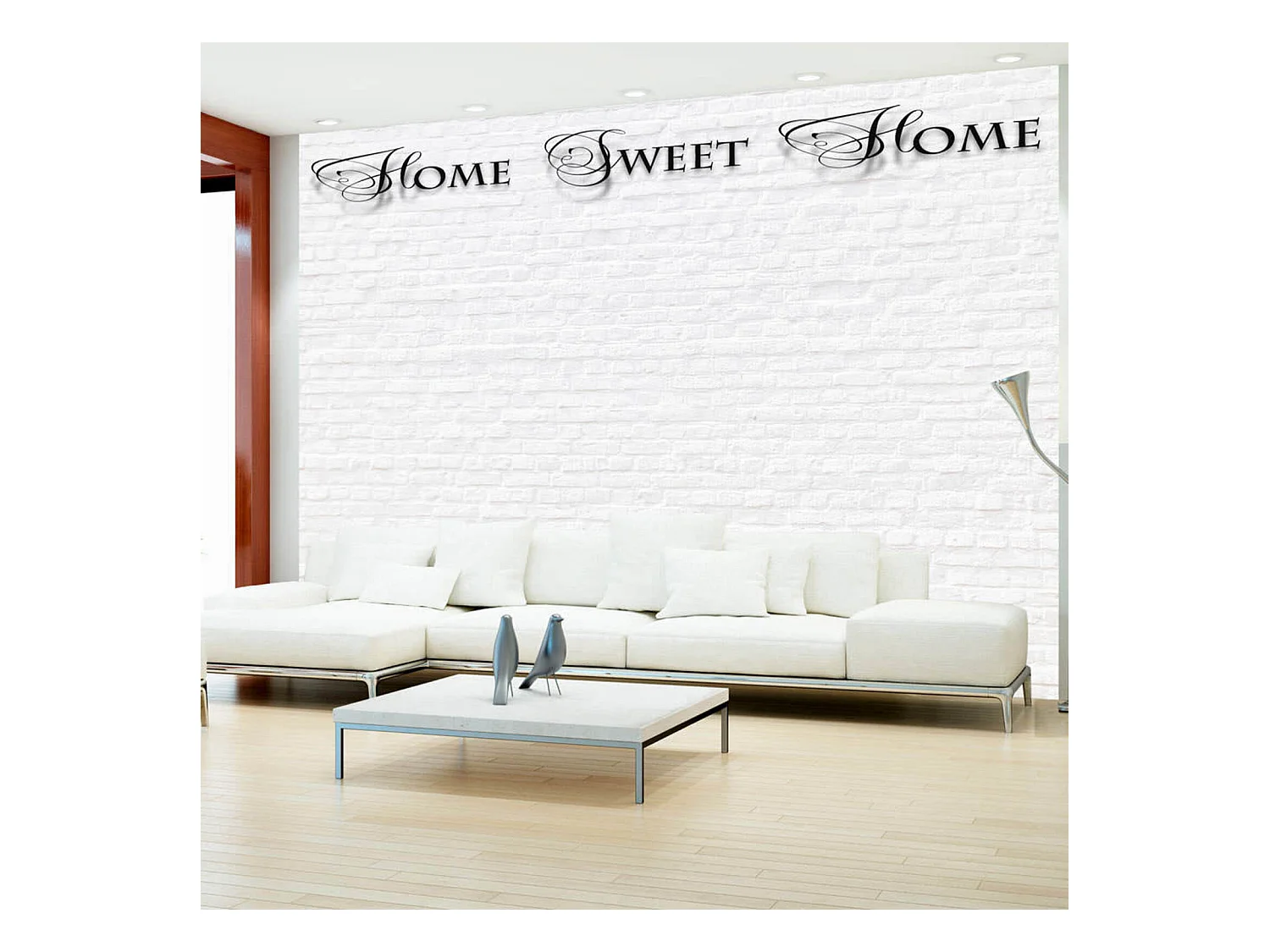 Papier peint maison, mur blanc de la maison douce - 300 x 210 cm