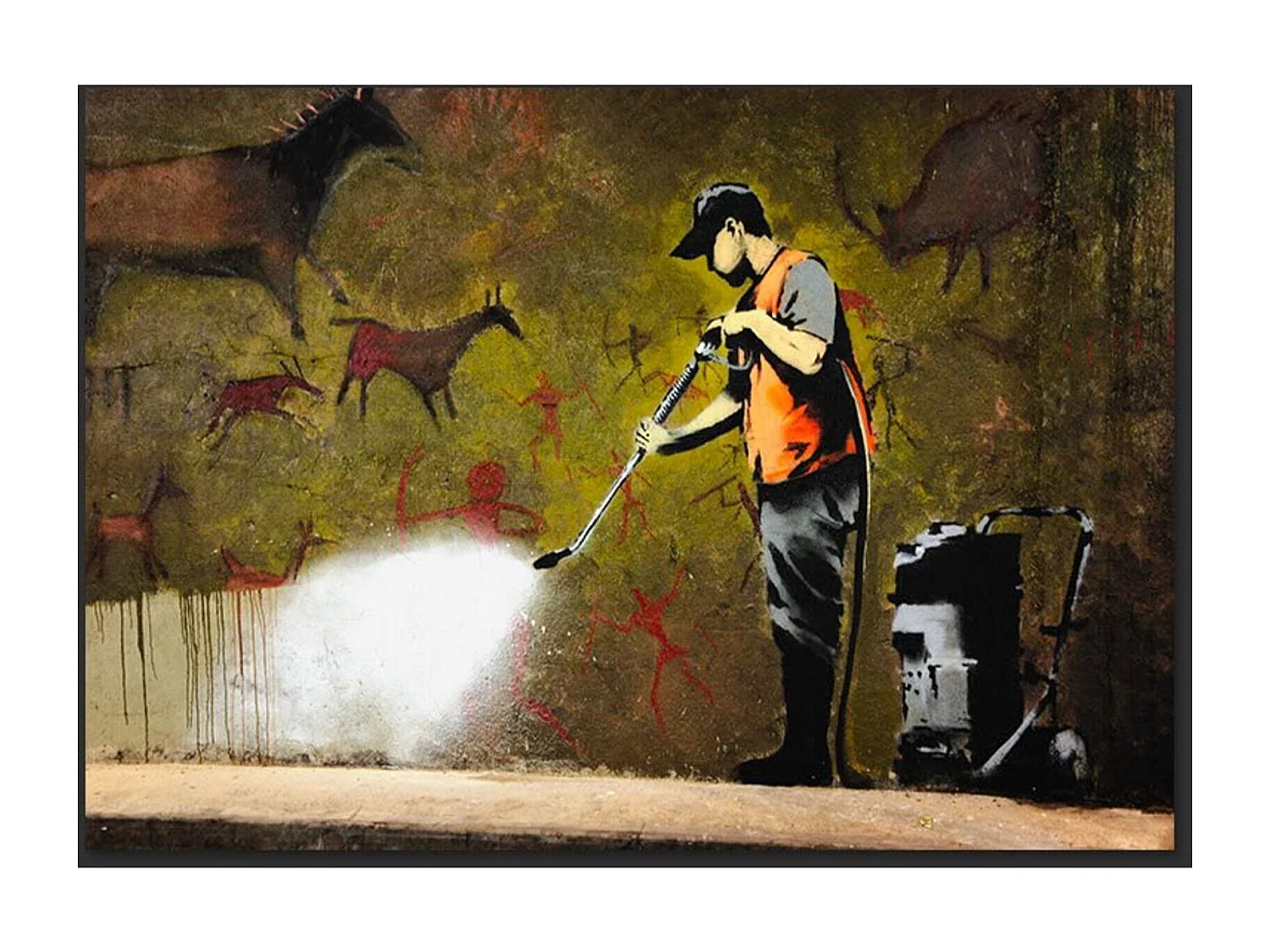 Papier peint peinture rupestre de banksy - 100 x 70 cm