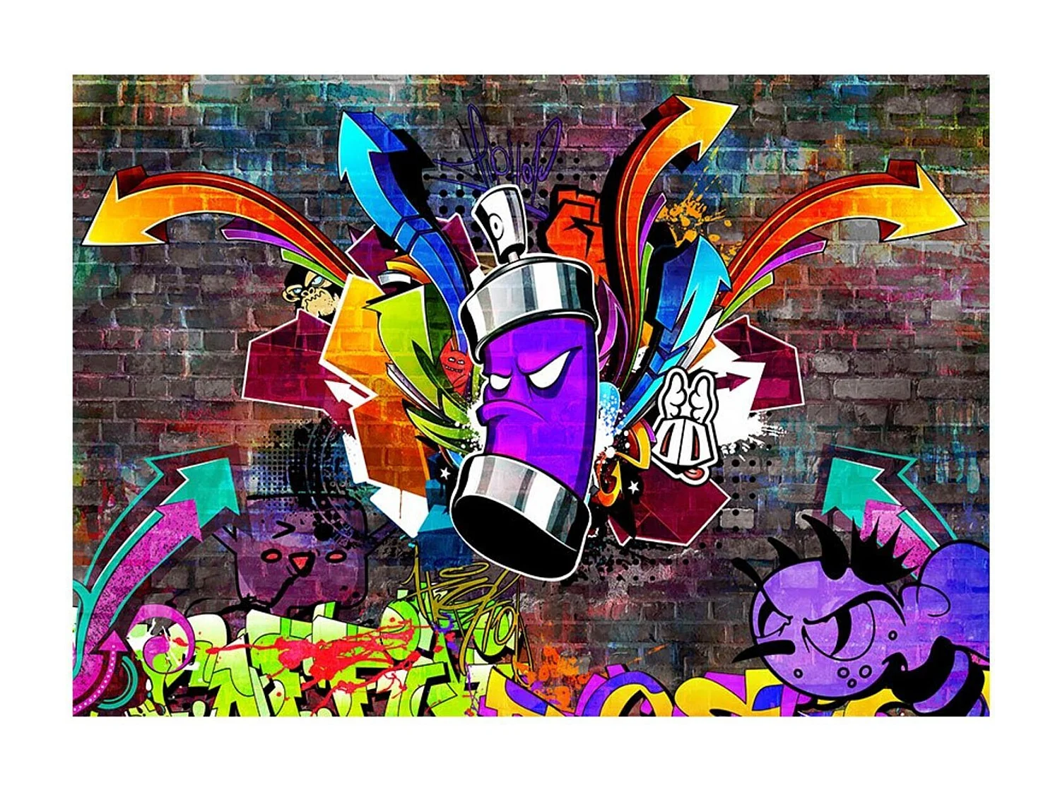 Papier peint attaque colorée de graffitis - 400 x 280 cm