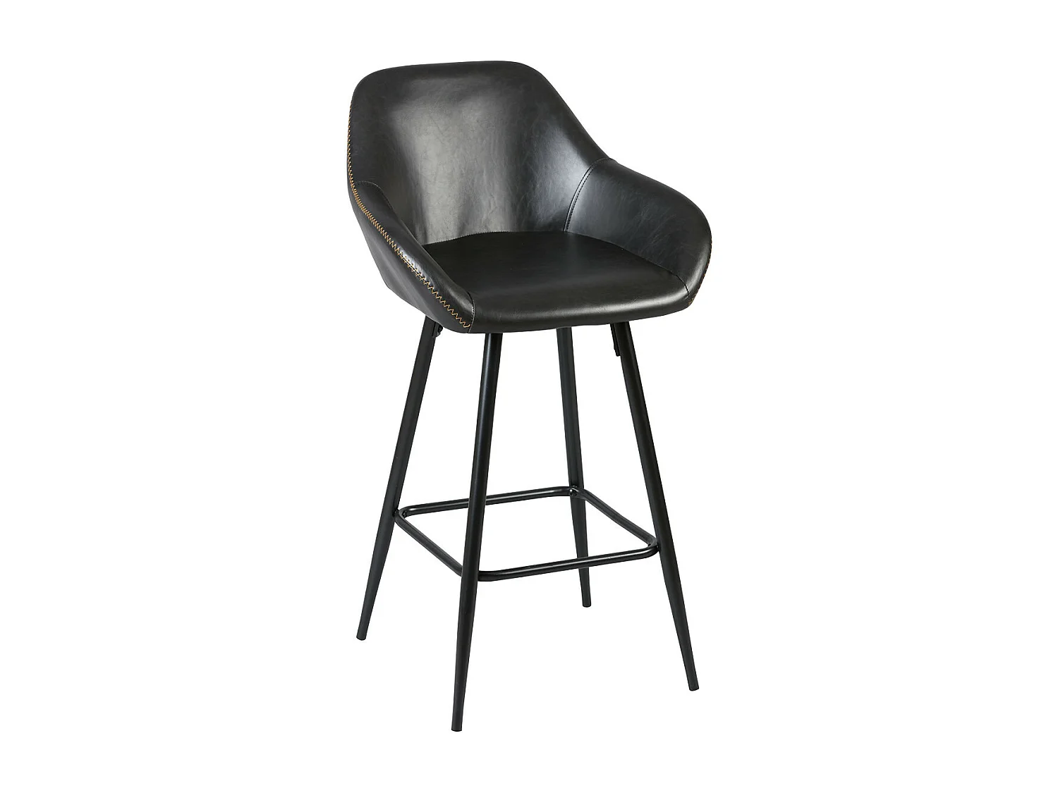 THOME - Lot de 4 Tabourets de Bar Simili Noir