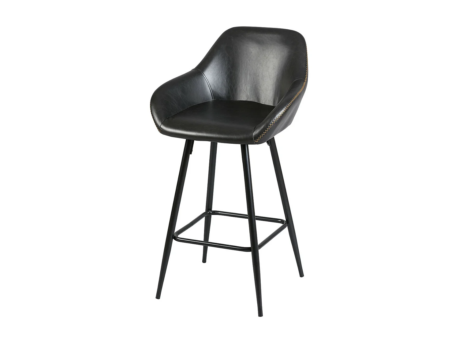 THOME - Lot de 4 Tabourets de Bar Simili Noir