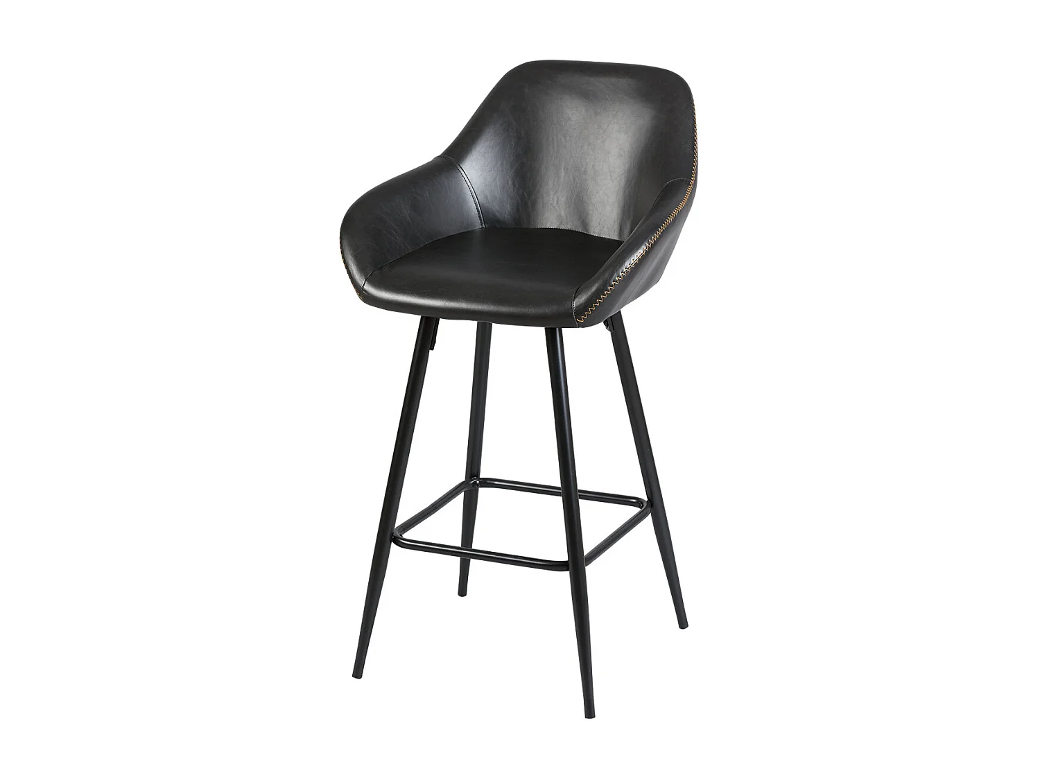 THOME - Lot de 4 Tabourets de Bar Simili Noir