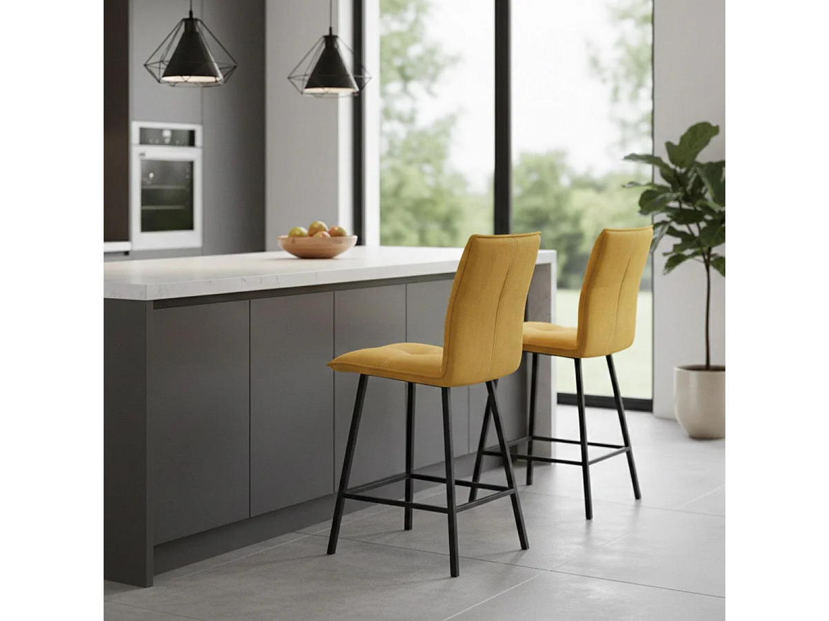 LAGOS - Lot de 2 Tabourets Jaunes Assise H65cm