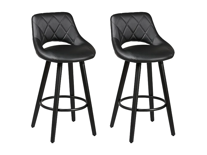 NIELS - Lot de 2 Tabourets Noir