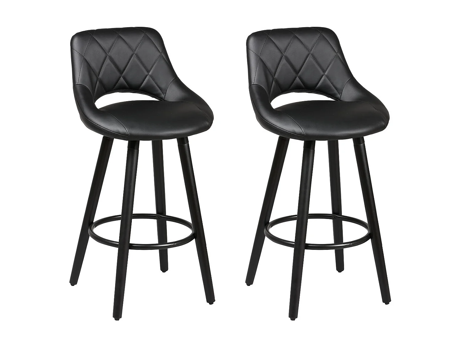NIELS - Lot de 2 Tabourets Noir