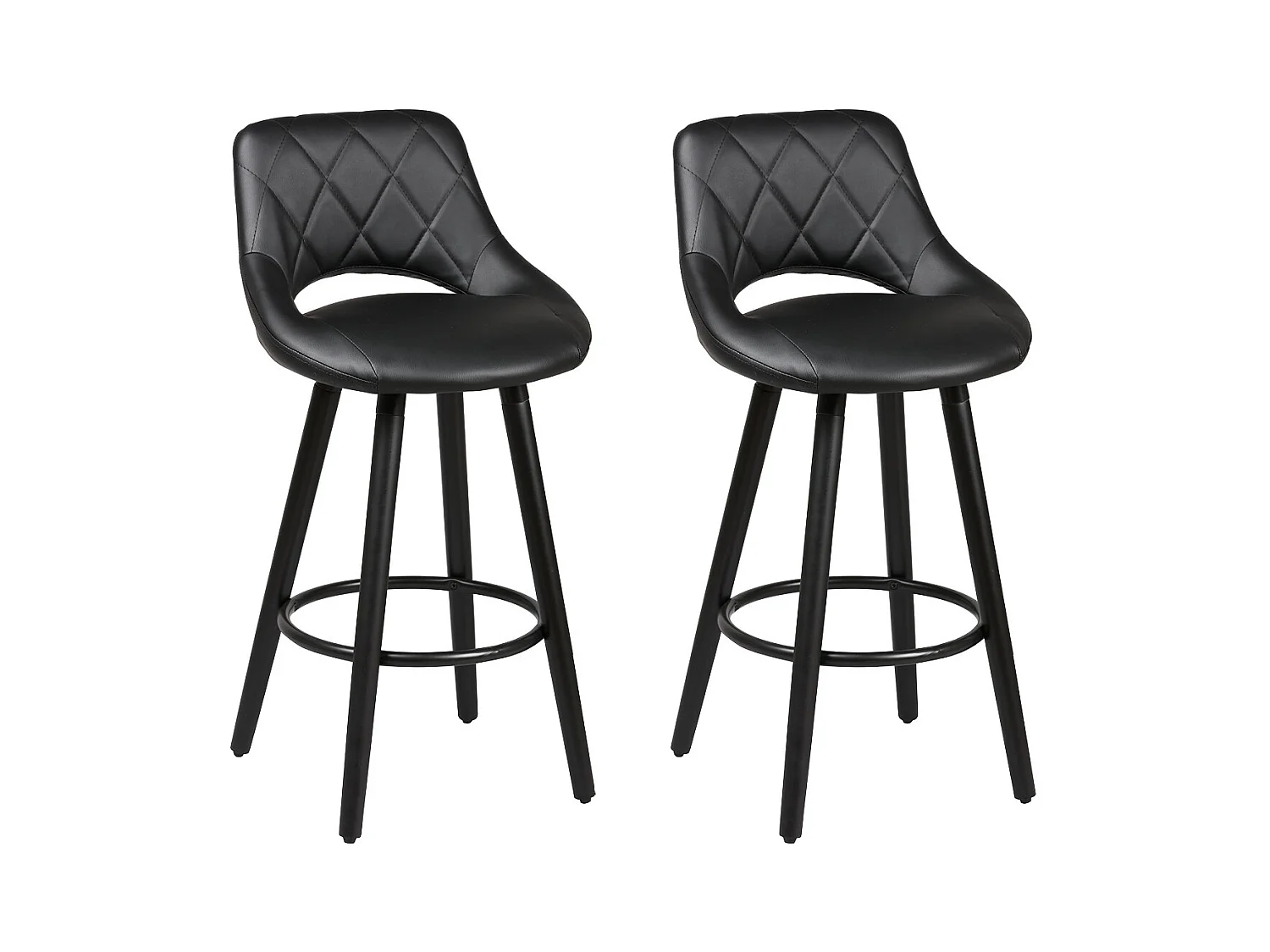 NIELS - Lot de 2 Tabourets Noir