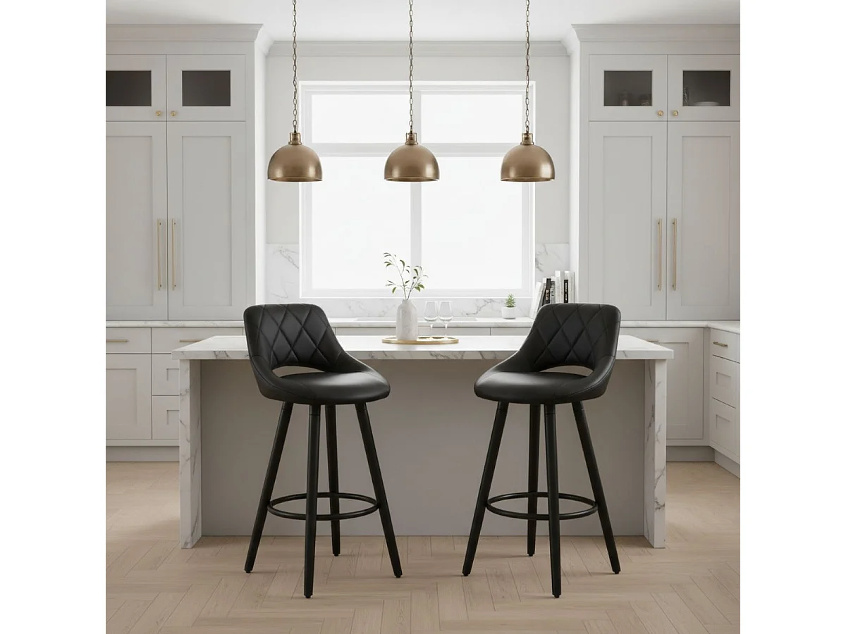 NIELS - Lot de 2 Tabourets Noir