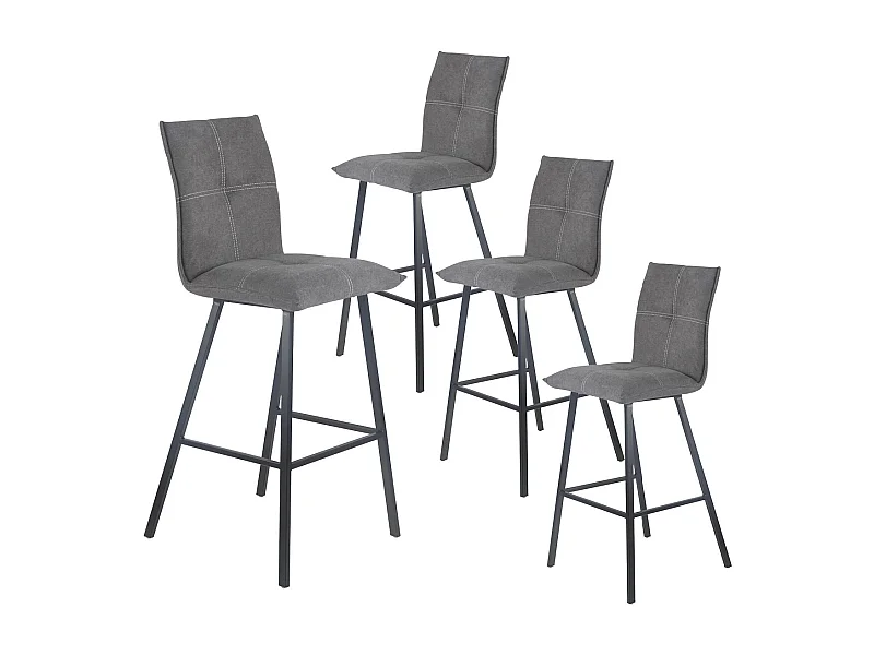 LAGOS - Lot de 4 Tabourets Gris Anthracite Hauteur H76cm