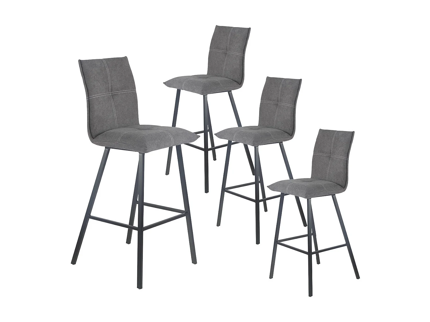 LAGOS - Lot de 4 Tabourets Gris Anthracite Hauteur H76cm