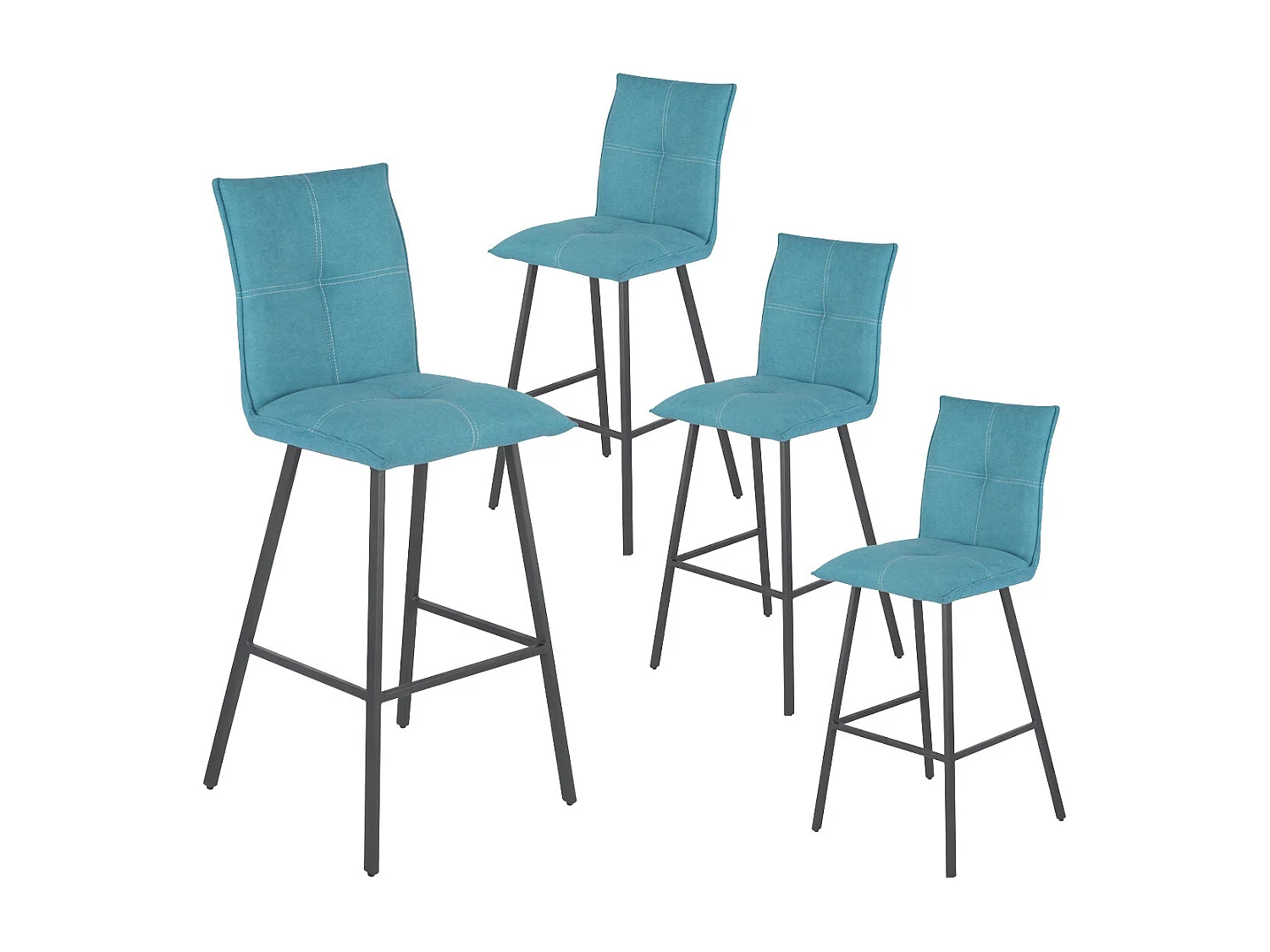 LAGOS - Lot de 4 Tabourets Bleus Hauteur H76cm